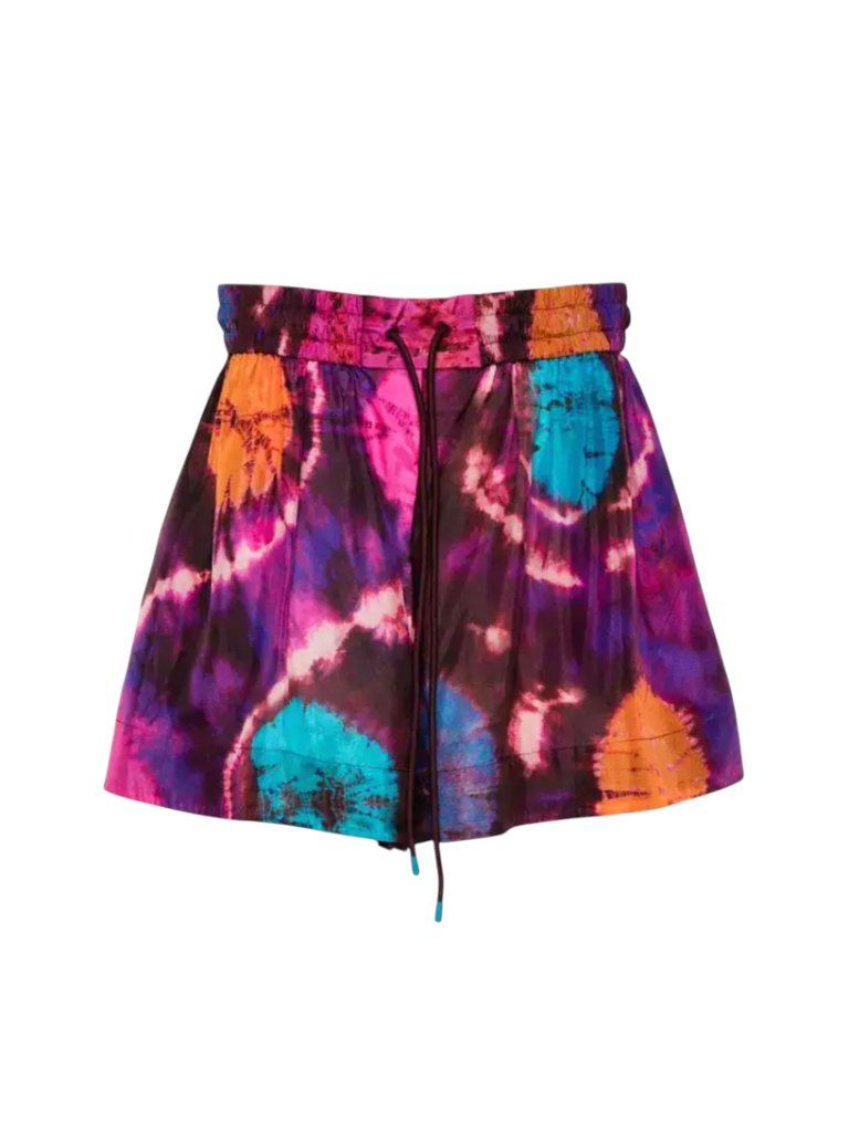 Zimmermann Acadian Tie Dye Shorts Womens 2 Medium Purple Pink High Rise Silk